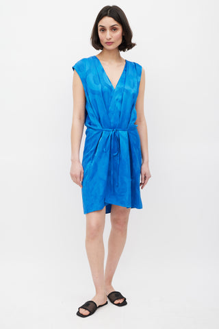 Isabel Marant Blue Patterned Tie Waist Shift Dress