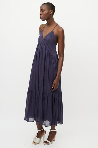 Isabel Marant Blue Pleated Maxi Dress