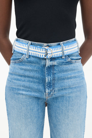 Isabel Marant Blue 
White Nyess Woven Belt