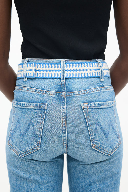 Isabel Marant Blue 
White Nyess Woven Belt