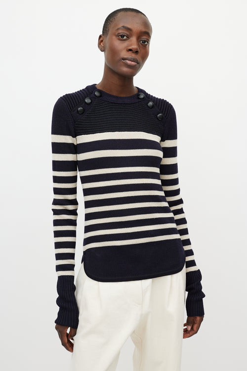 Isabel Marant Blue 
White Stripe Knit Top