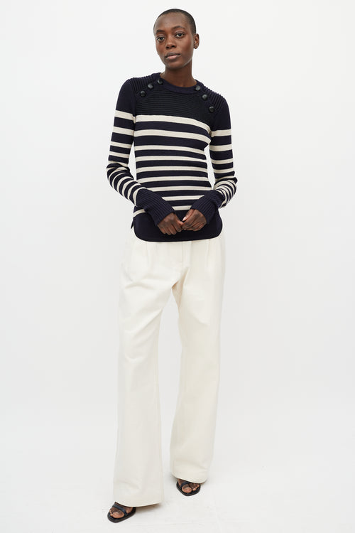 Isabel Marant Blue 
White Stripe Knit Top