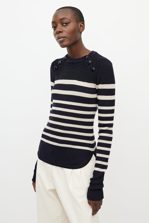 Isabel Marant Blue 
White Stripe Knit Top