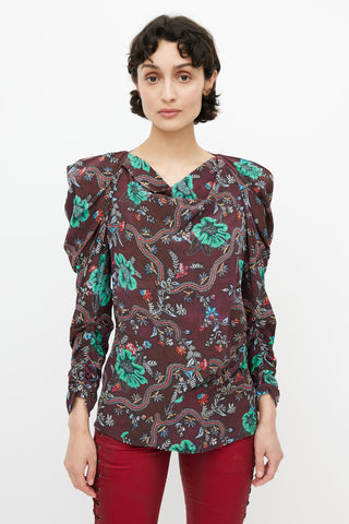 Isabel Marant Brown 
Multi Floral Blouse