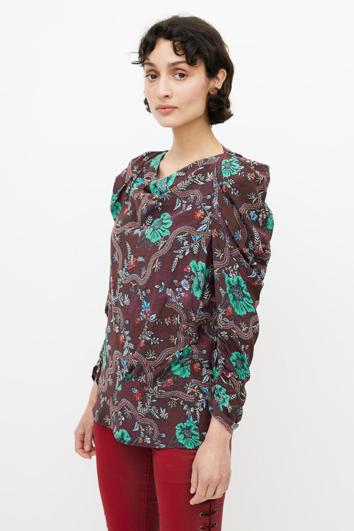 Isabel Marant Brown 
Multi Floral Blouse