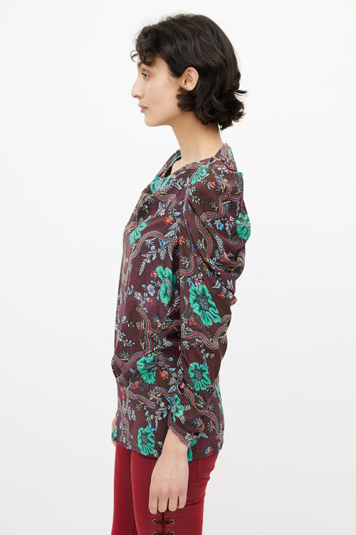 Isabel Marant Brown 
Multi Floral Blouse