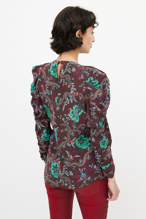 Isabel Marant Brown 
Multi Floral Blouse