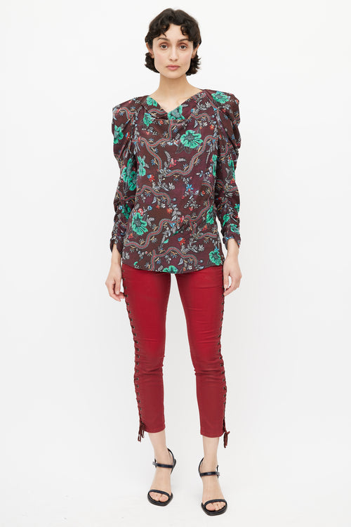 Isabel Marant Brown 
Multi Floral Blouse