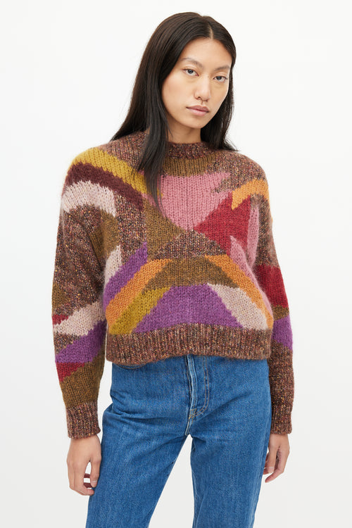 Isabel Marant Brown 
Multi Knit Cropped Sweater