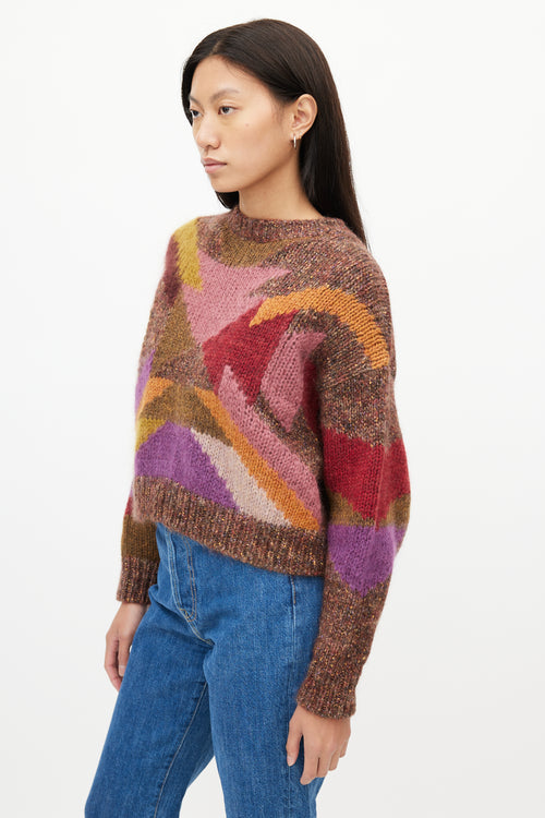 Isabel Marant Brown 
Multi Knit Cropped Sweater