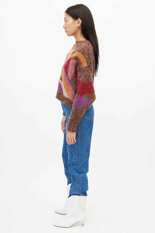 Isabel Marant Brown 
Multi Knit Cropped Sweater