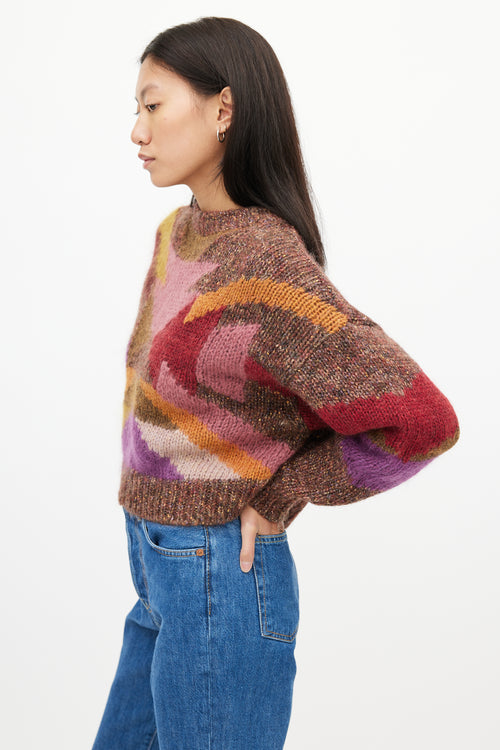 Isabel Marant Brown 
Multi Knit Cropped Sweater