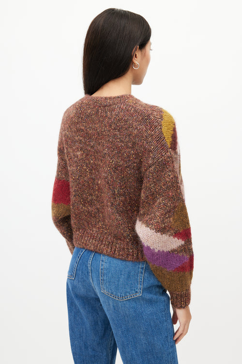 Isabel Marant Brown 
Multi Knit Cropped Sweater