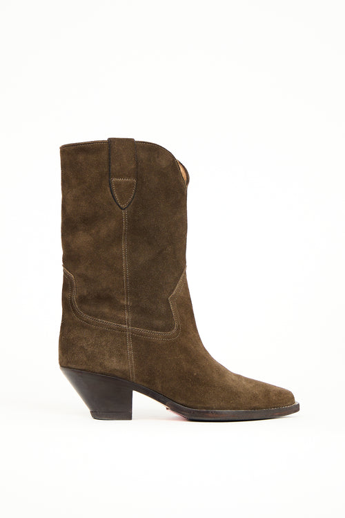 Isabel Marant Brown Suede Dahope Cowboy Boot