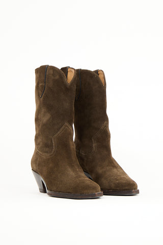 Isabel Marant Brown Suede Dahope Cowboy Boot