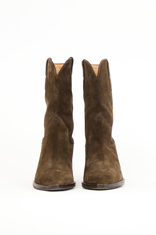 Isabel Marant Brown Suede Dahope Cowboy Boot