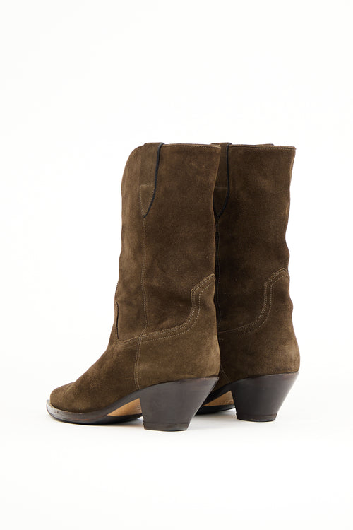 Isabel Marant Brown Suede Dahope Cowboy Boot