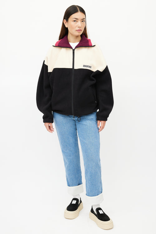 Isabel Marant Cream 
Black Fleece Logo Jacket