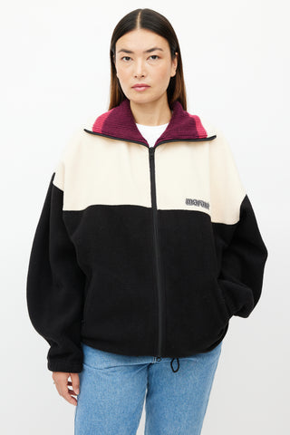 Isabel Marant Cream 
Black Fleece Logo Jacket