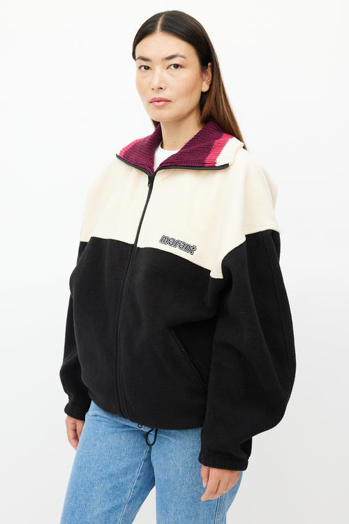 Isabel Marant Cream 
Black Fleece Logo Jacket