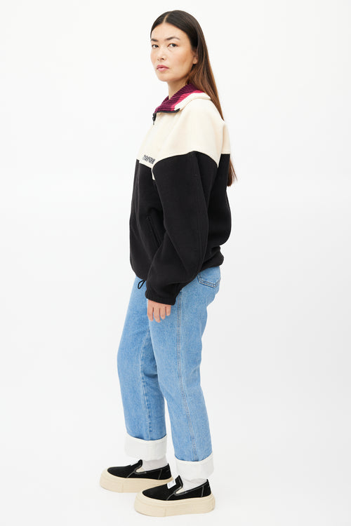 Isabel Marant Cream 
Black Fleece Logo Jacket