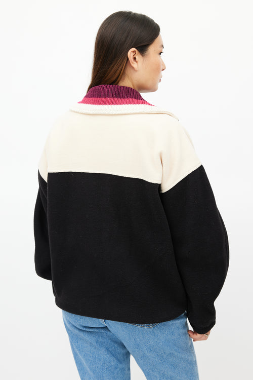 Isabel Marant Cream 
Black Fleece Logo Jacket