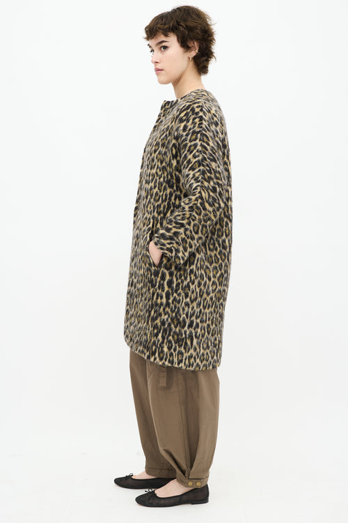 Cream 
Black Wool Patterned Coat