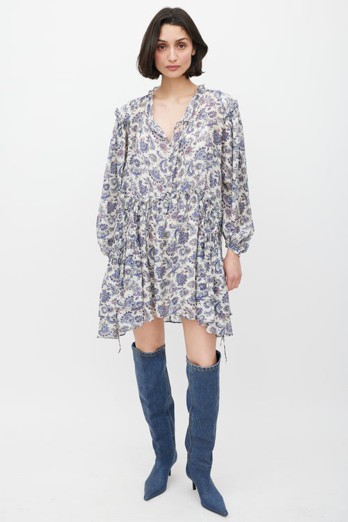 Isabel Marant Cream 
Blue Silk Paisley Dress