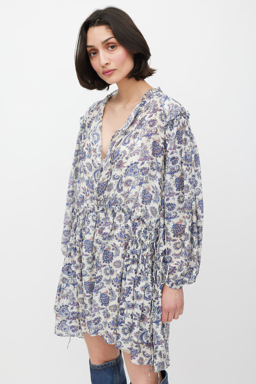 Isabel Marant Cream 
Blue Silk Paisley Dress