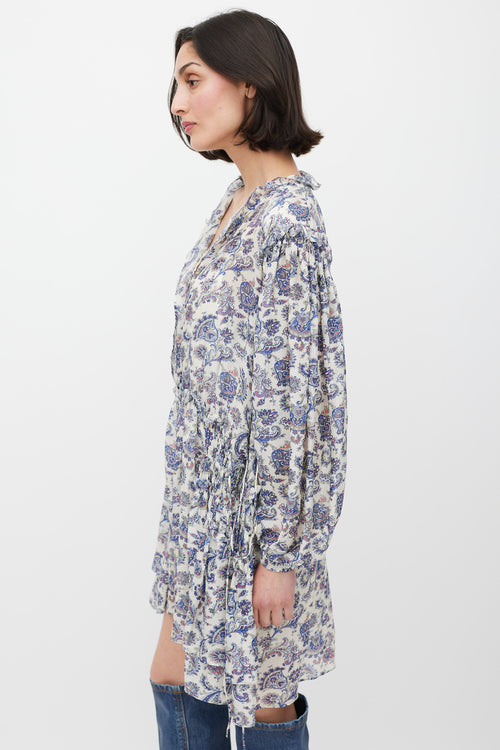 Isabel Marant Cream 
Blue Silk Paisley Dress