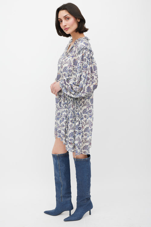 Isabel Marant Cream 
Blue Silk Paisley Dress