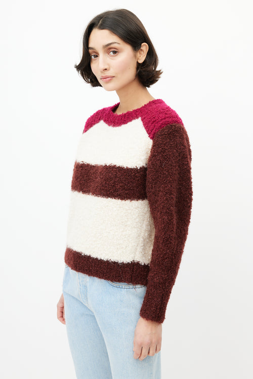 Isabel Marant Cream 
Burgundy Striped Mohair Sweater