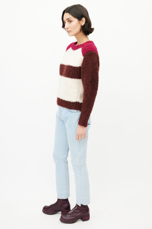 Isabel Marant Cream 
Burgundy Striped Mohair Sweater