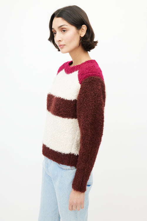 Isabel Marant Cream 
Burgundy Striped Mohair Sweater