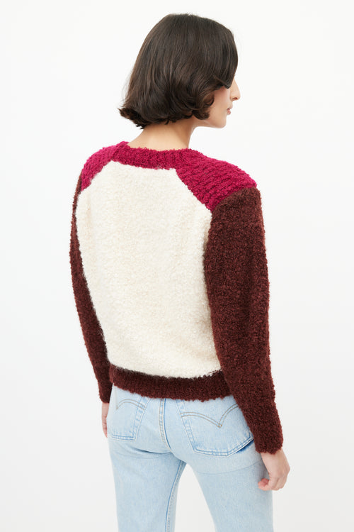 Isabel Marant Cream 
Burgundy Striped Mohair Sweater