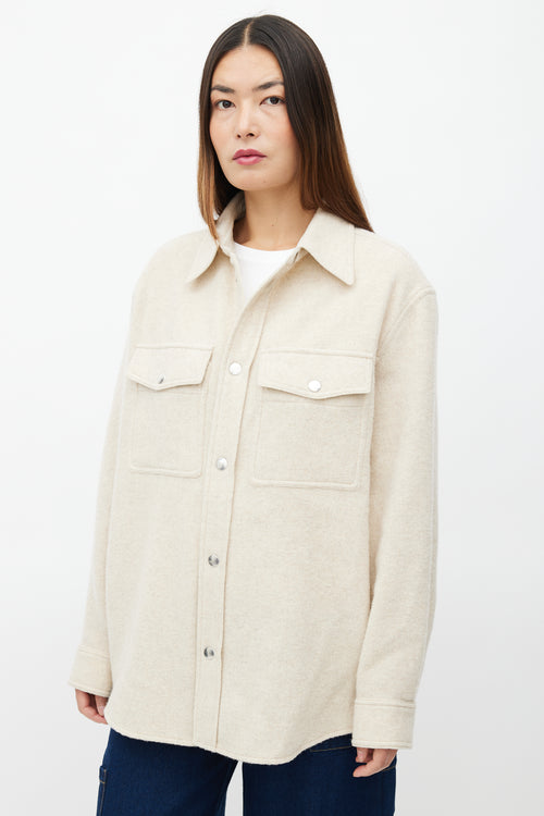 Isabel Marant Cream Wool Fesley Shirt Jacket