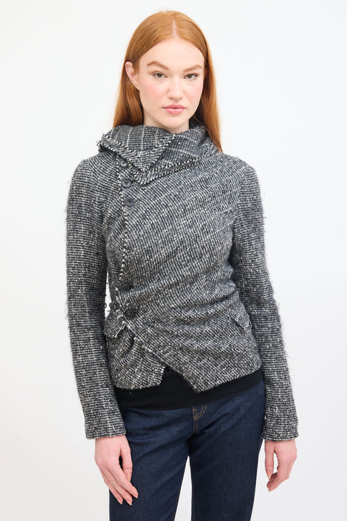 Isabel Marant Dark Grey Boucle Asymmetrical Jacket