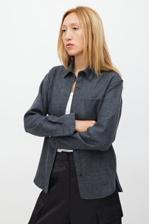 Isabel Marant Dark Grey Wool One Pocket Shirt