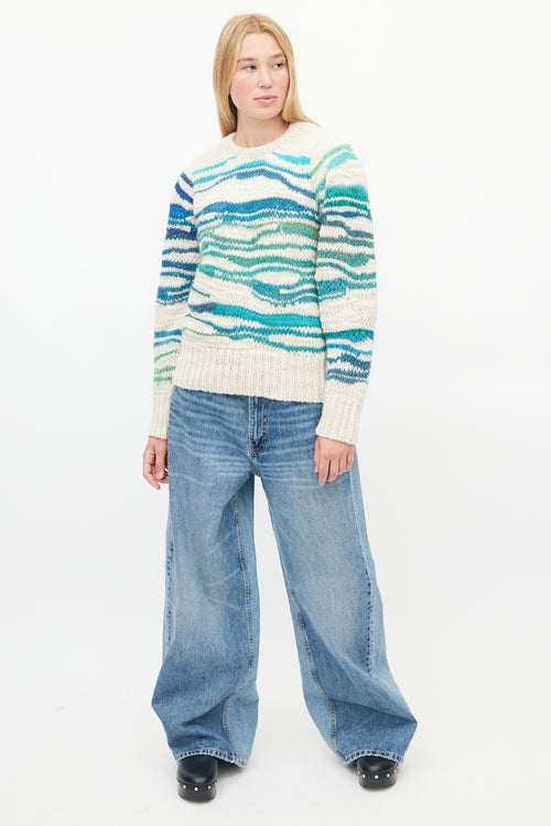 Isabel Marant Étoile Beige 
Blue Loose Knit Sweater