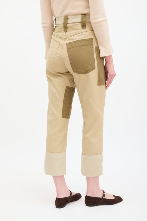 Isabel Marant Étoile Beige 
Brown Patchwork Keyega Cargo Pant