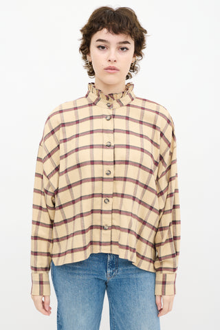 Beige 
Burgundy Plaid Shirt