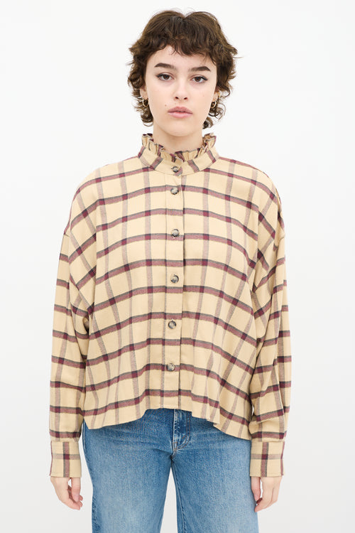 Beige 
Burgundy Plaid Shirt