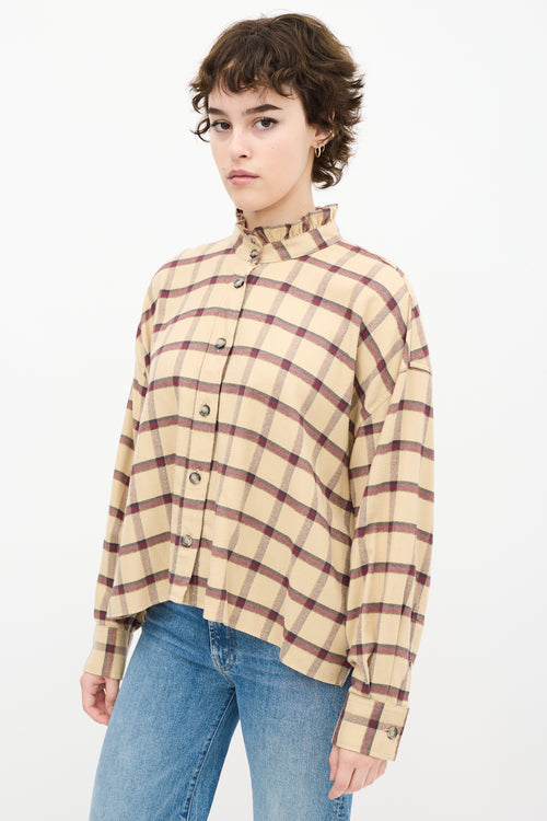 Beige 
Burgundy Plaid Shirt