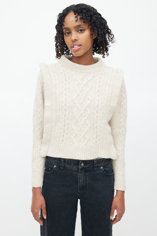 Isabel Marant Étoile Beige Cable Knit Mockneck  Sweater