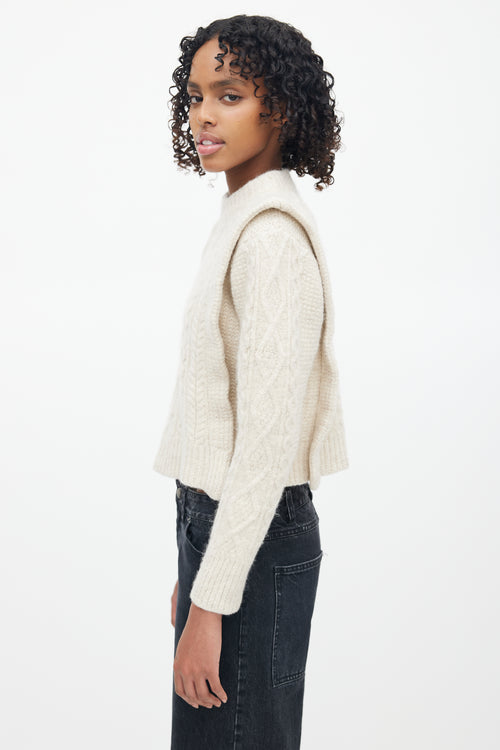 Isabel Marant Étoile Beige Cable Knit Mockneck  Sweater