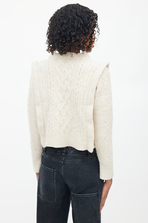 Isabel Marant Étoile Beige Cable Knit Mockneck  Sweater