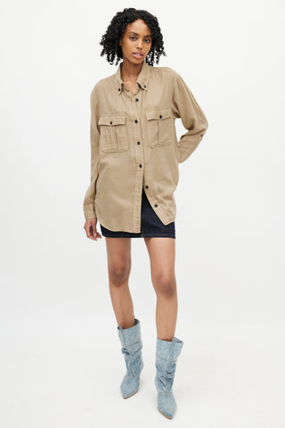 Isabel Marant Étoile Beige Cargo Button Down Shirt