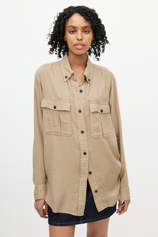 Isabel Marant Étoile Beige Cargo Button Down Shirt