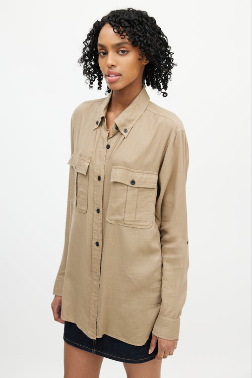 Isabel Marant Étoile Beige Cargo Button Down Shirt