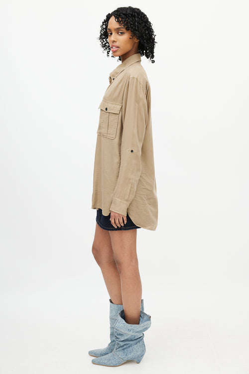 Isabel Marant Étoile Beige Cargo Button Down Shirt